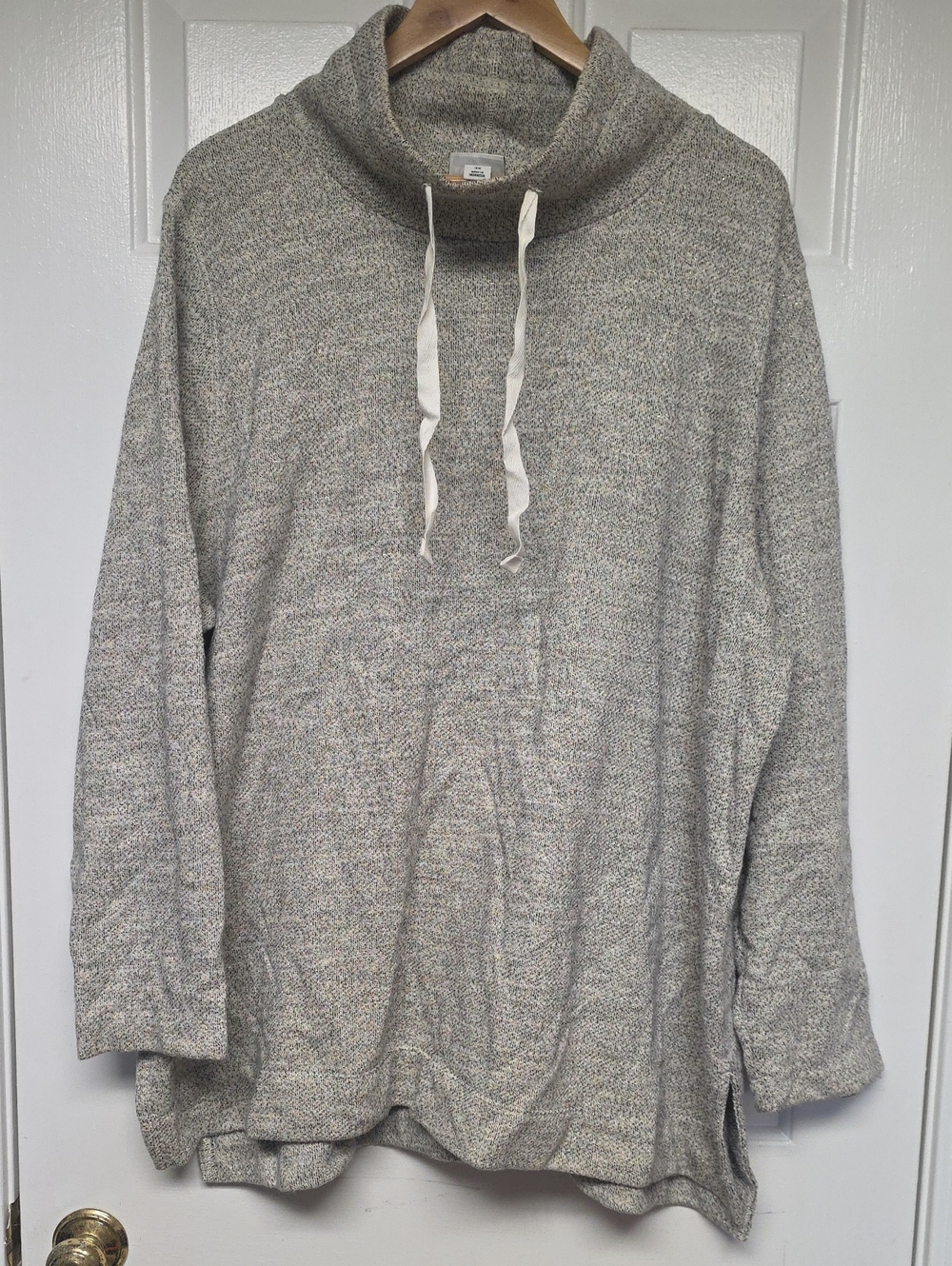 Heathered Cream Gold Sparkle Pullover Funnel-Neck Sweater